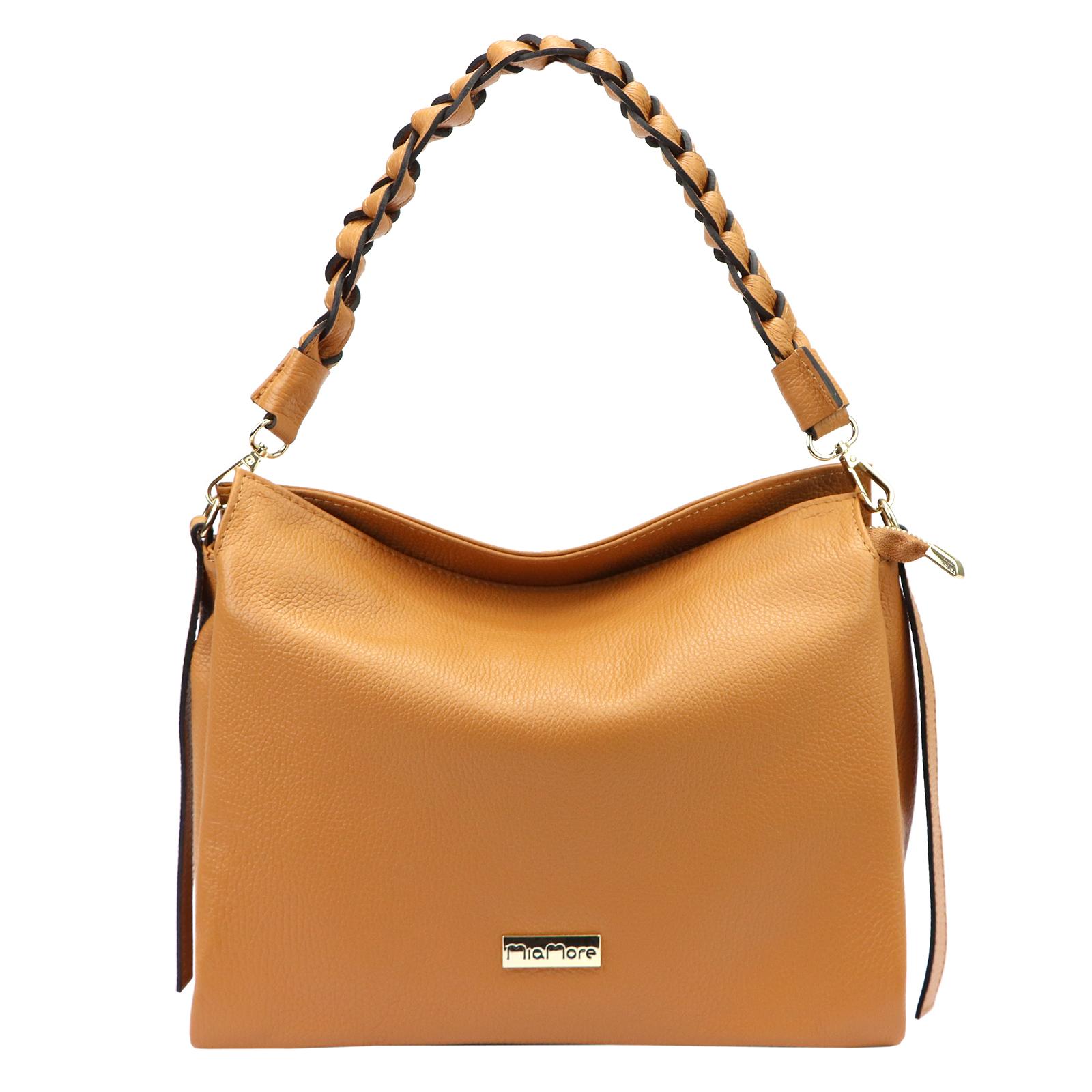Hnědá Kožená kabelka MiaMore ORALLOD 050-10