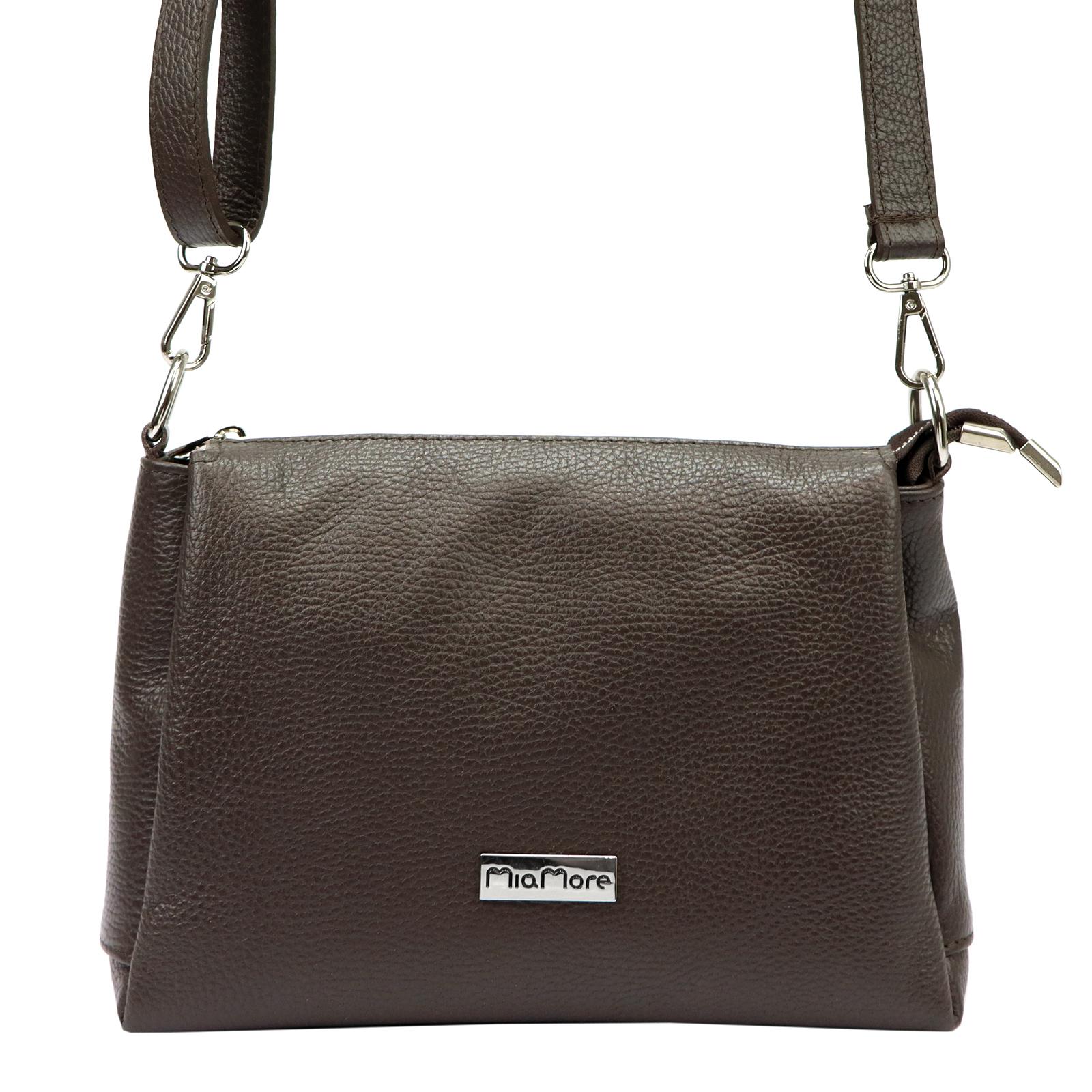 Hnědá Kožená kabelka MiaMore 01-002 DOLLARO