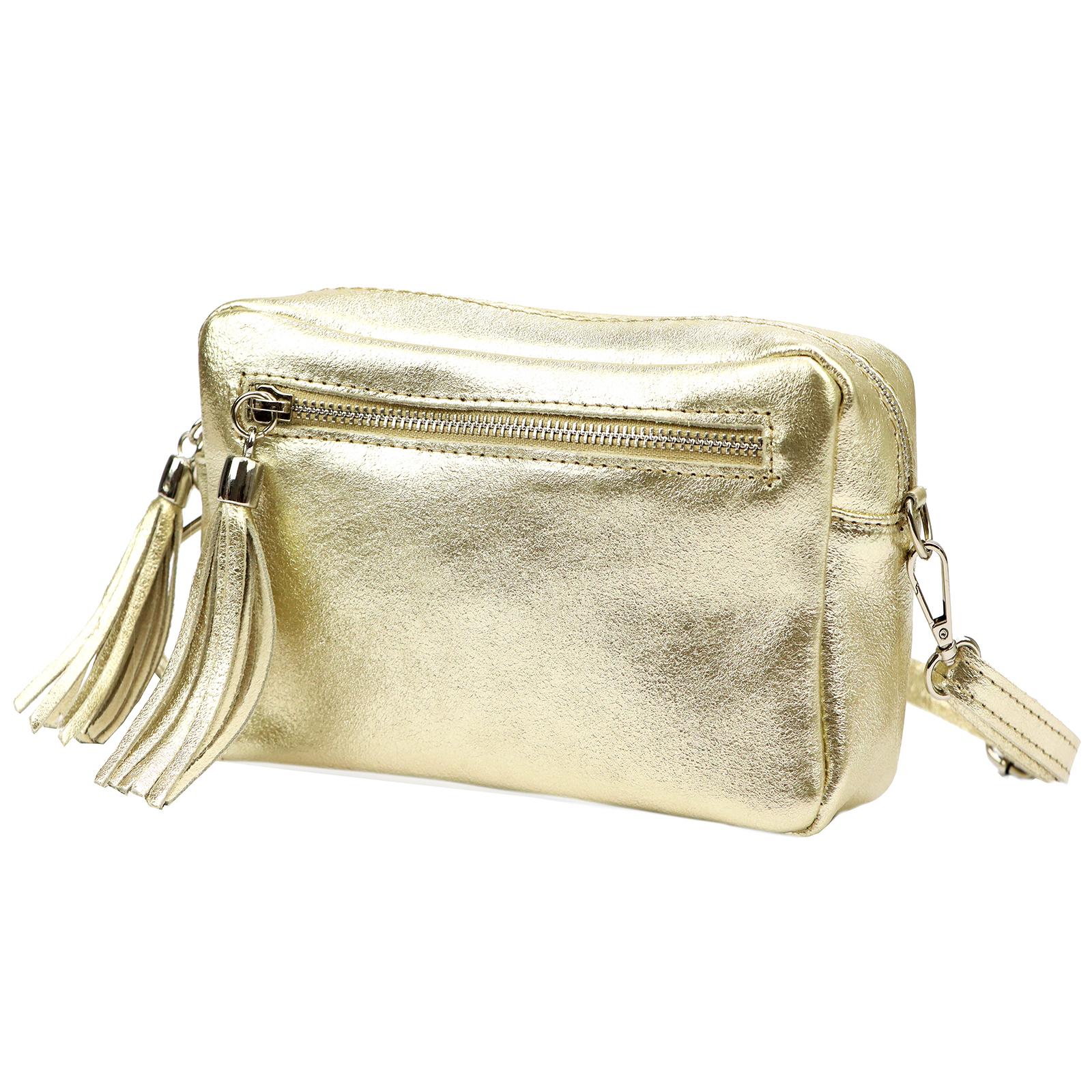 Zlatá Kožená kabelka Luka 2-030-02